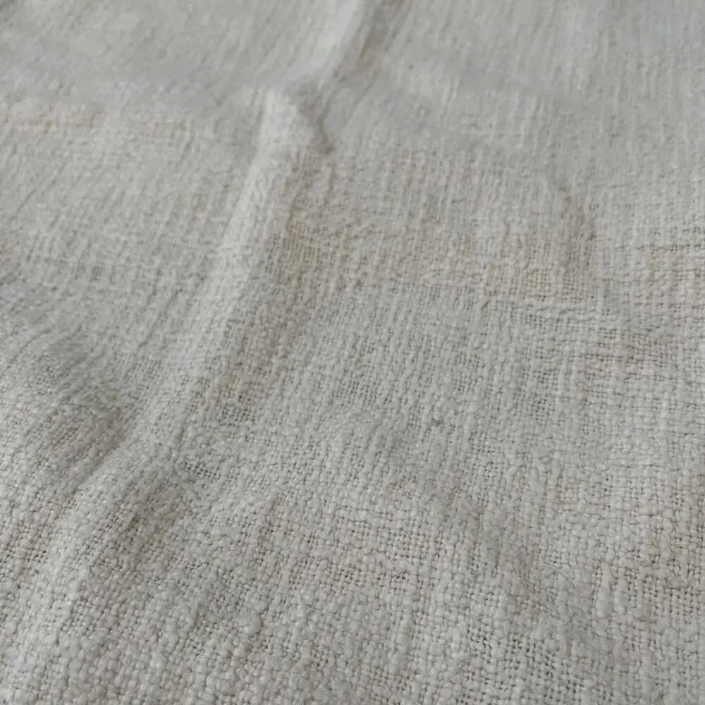 Crate & Barrel Lindstrom Ivory Textured Linen Cotton Pillow Sham King 20” X 36”